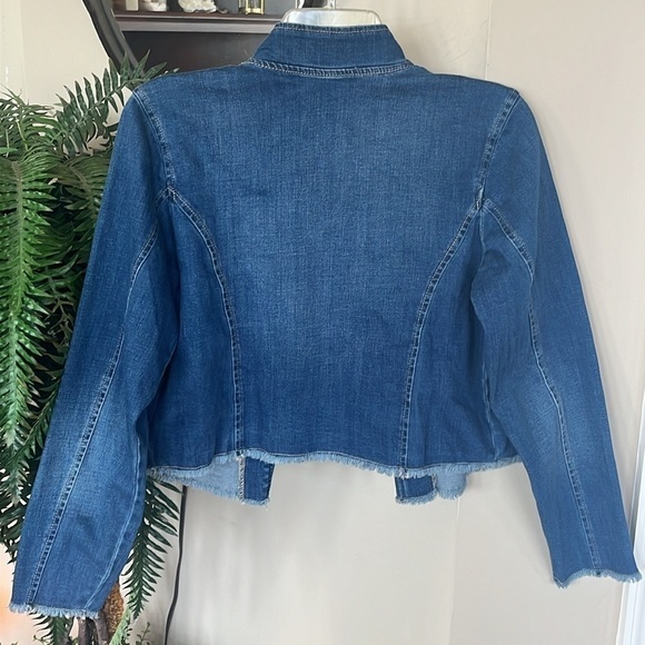 Brand New Tommy Hilfiger Blue Denim Jean Jacket Cropped Military Frayed Hem - Picture 7 of 12